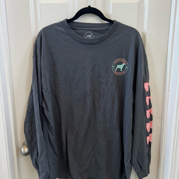 Simply Southern Gray Long Sleeve Tee with Pink Accents - Picture 1 of 3